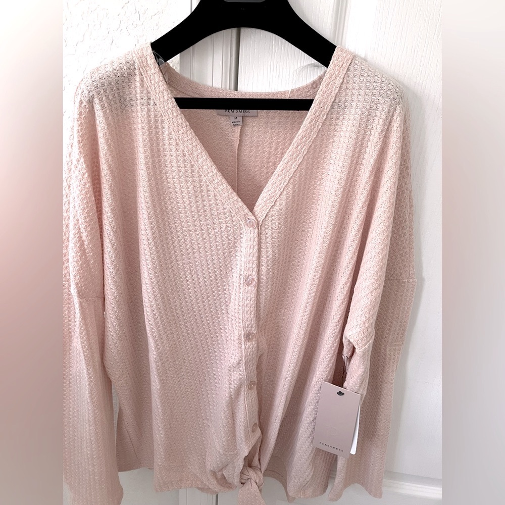 NWT Peachy Pink Waffle Knit Top - Picture 2 of 7